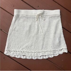 Hollister White Crochet Boho Skater Skirt | Size Small